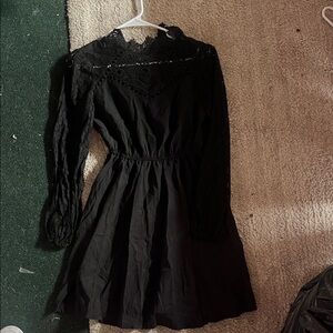 SHEIN Black Lace Long Sleeve Dress size xS